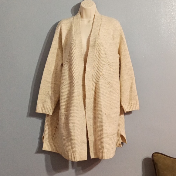 Terra & sky women's 2X 20w-22w cardigan sweater oatmeal color with gray blends - Picture 7 of 17